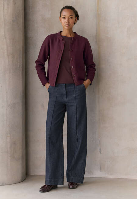 Inlay-stitch cardigan, Blackberry, completeTheLook