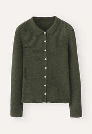 Ribbed cardigan, Dark pine, webstill