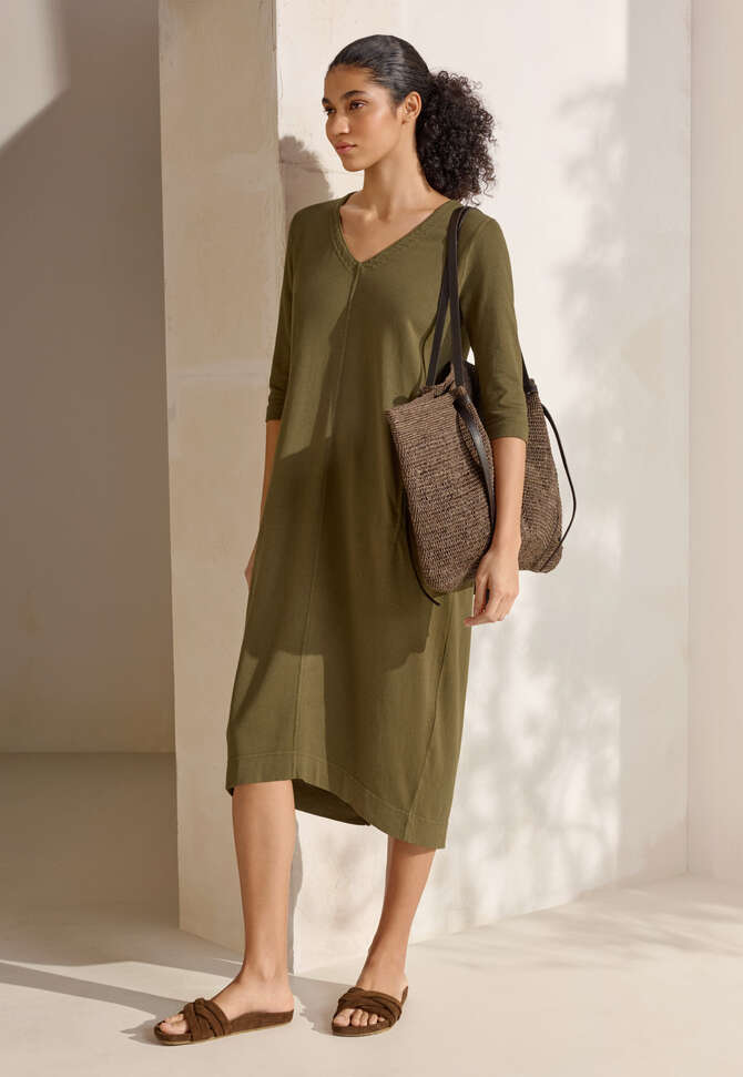 V-neck dress, Dark khaki, completeTheLook