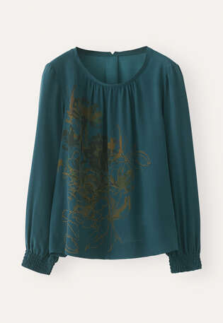 Printed top, Dark petrol, webstill