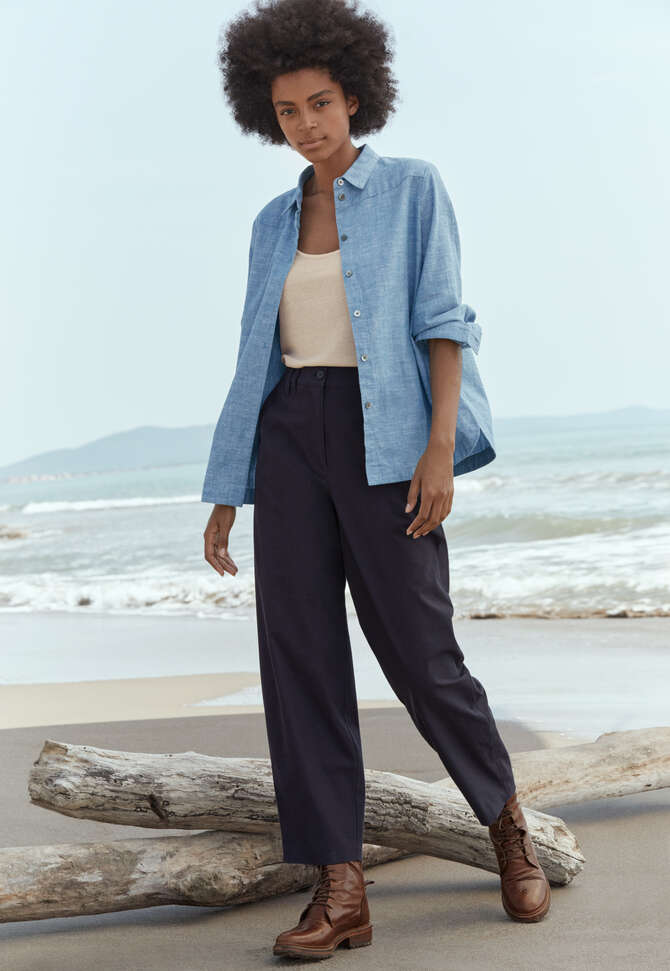 Curved hem overshirt, Marine, completeTheLook