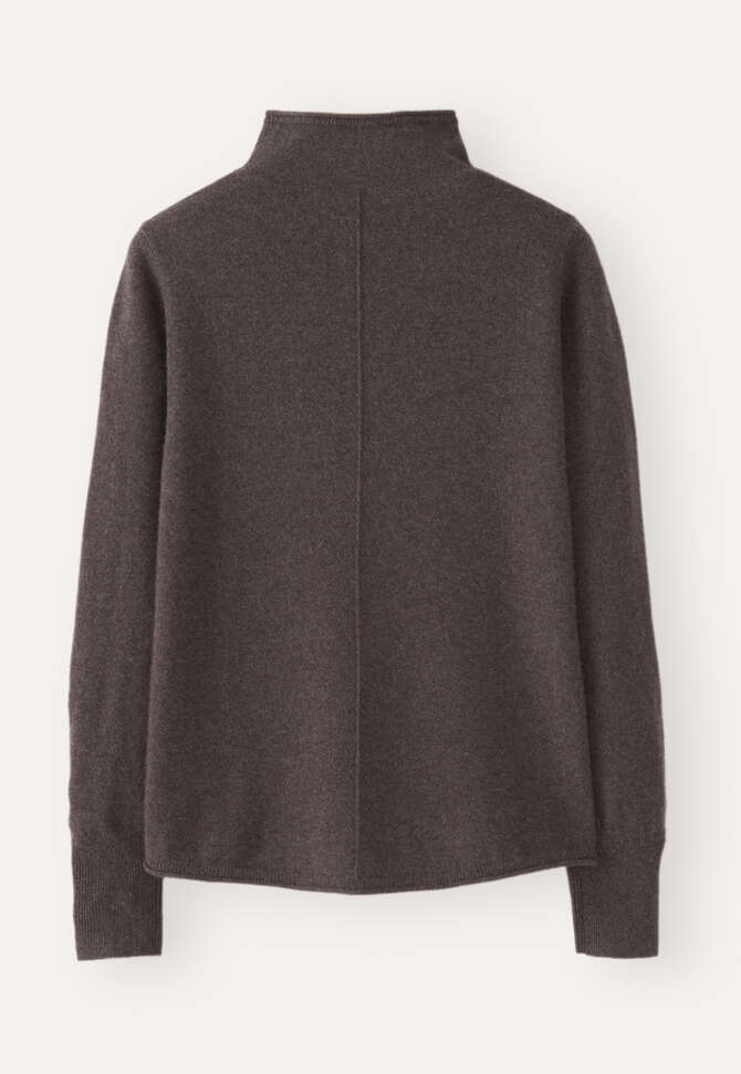 Slim funnel-neck sweater, Maroon brown, completeTheLook
