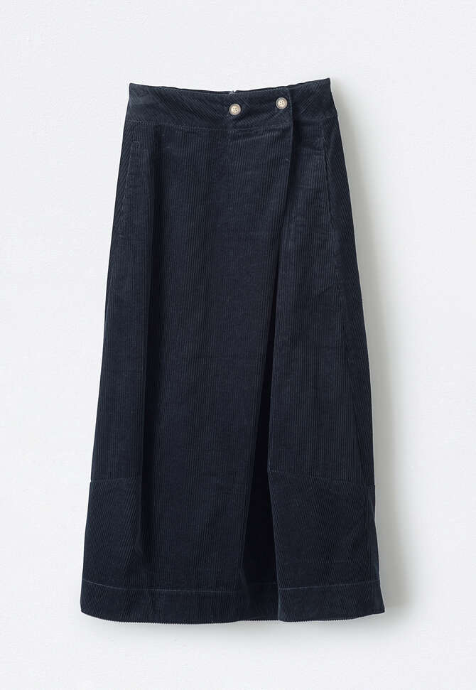 Pleat front chunky cord skirt, Midnight, completeTheLook