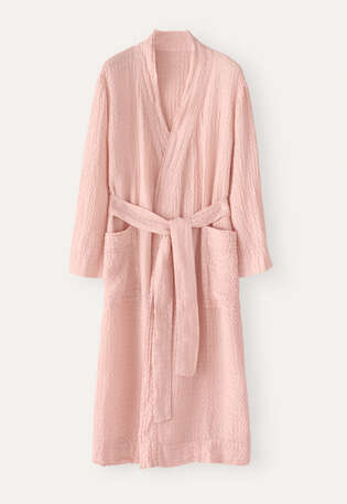 Textured belted robe, Shell pink, webstill