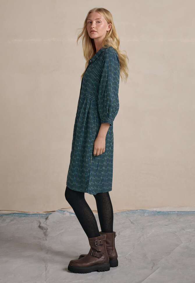 Textured striped dress, Petrol, completeTheLook
