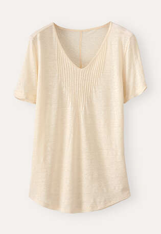 V-neck T-shirt, Parchment, webstill