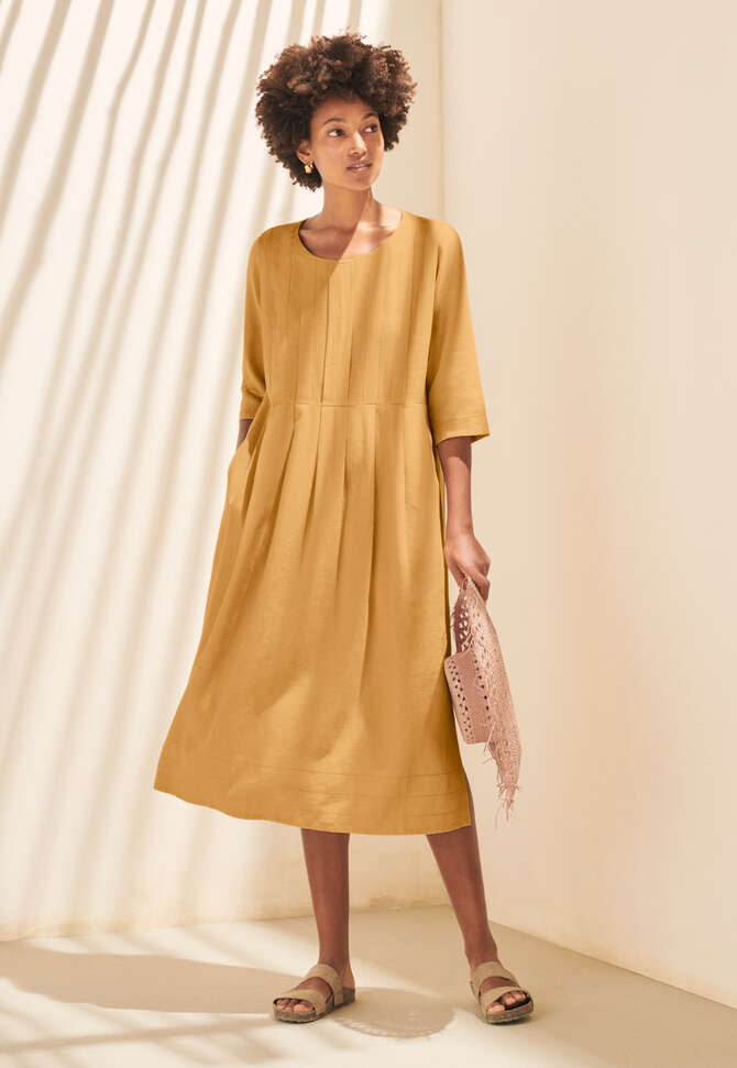 Scoop-neck dress, Mustard, completeTheLook