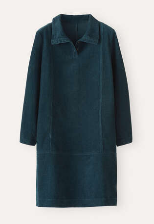 Cord funnel-neck dress, Green petrol, webstill