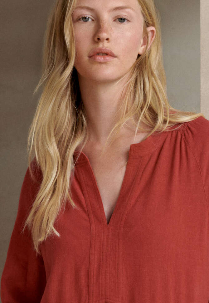 Panelled dress, Burnt red, completeTheLook