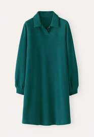 Button-neck dress, Bottle teal, webstill