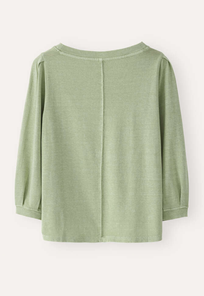 Pleated-sleeve jersey top, Soft apple, completeTheLook