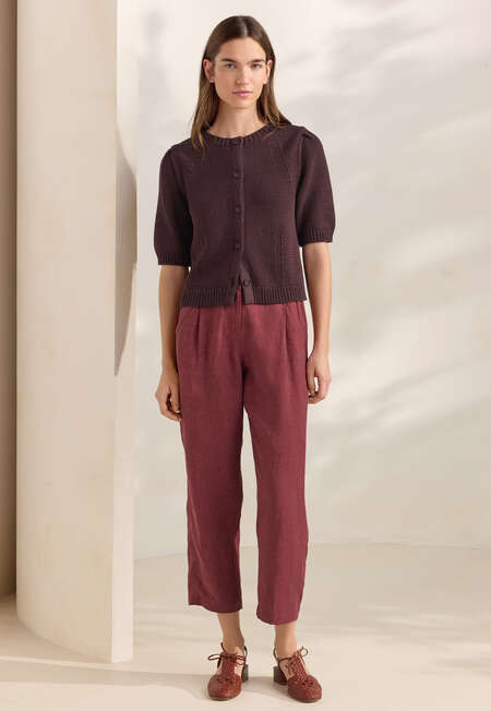 Cropped tapered trousers, Dark red, completeTheLook