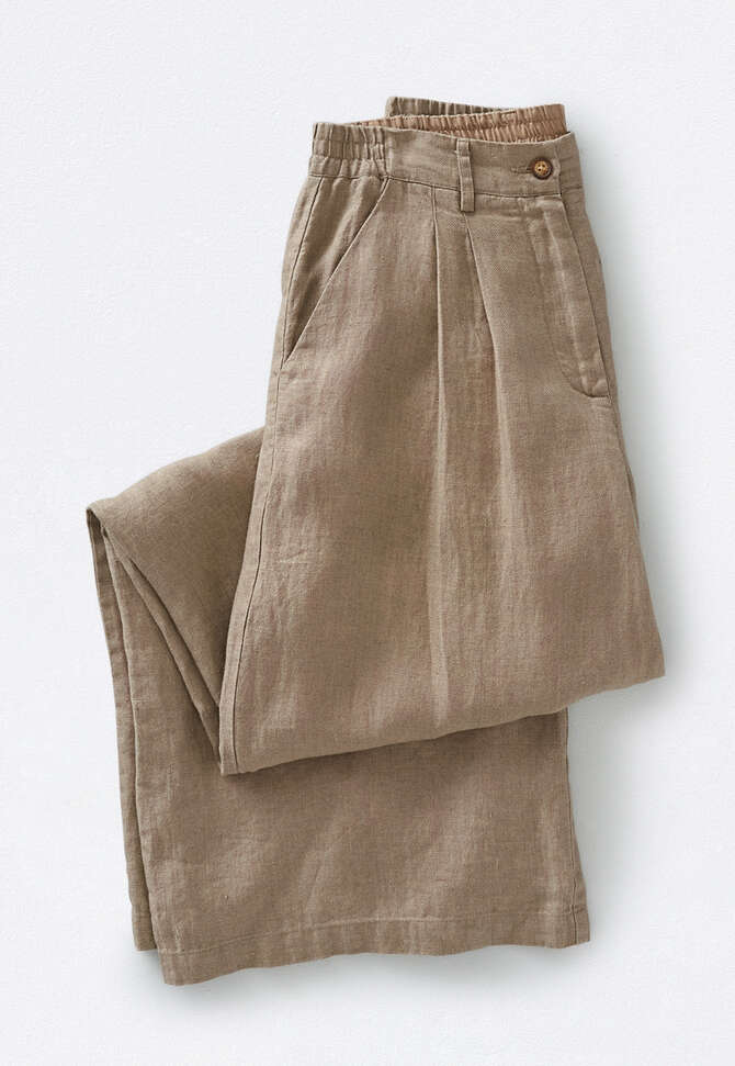 Wide-leg trousers, Brown taupe, completeTheLook