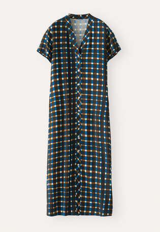 Printed button-through dress, Ink brown, webstill
