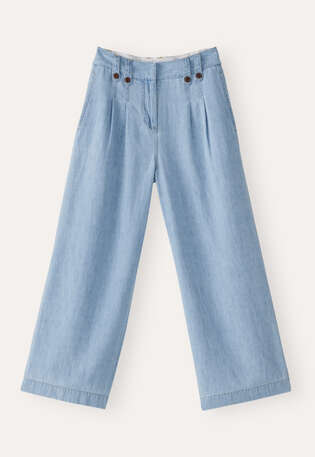 Indigo-dyed cropped trousers, Pale denim, webstill