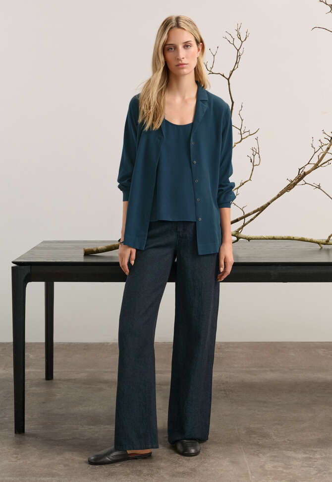 Wide & straight leg trousers, Dark petrol, completeTheLook