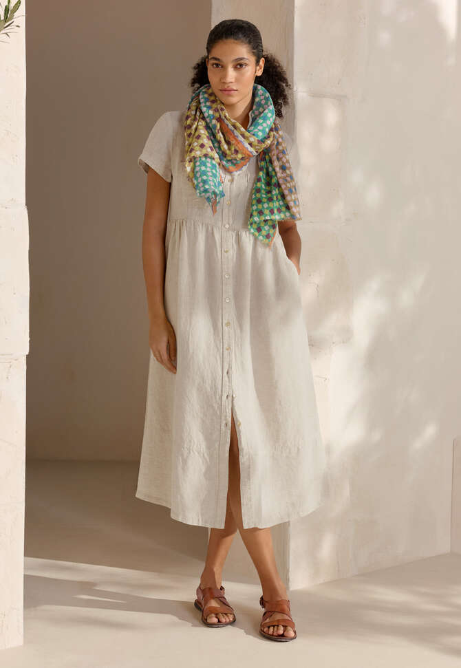 Gathered-waist dress, Pale natural, completeTheLook