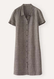 Checked button-through dress, Natural brown, webstill