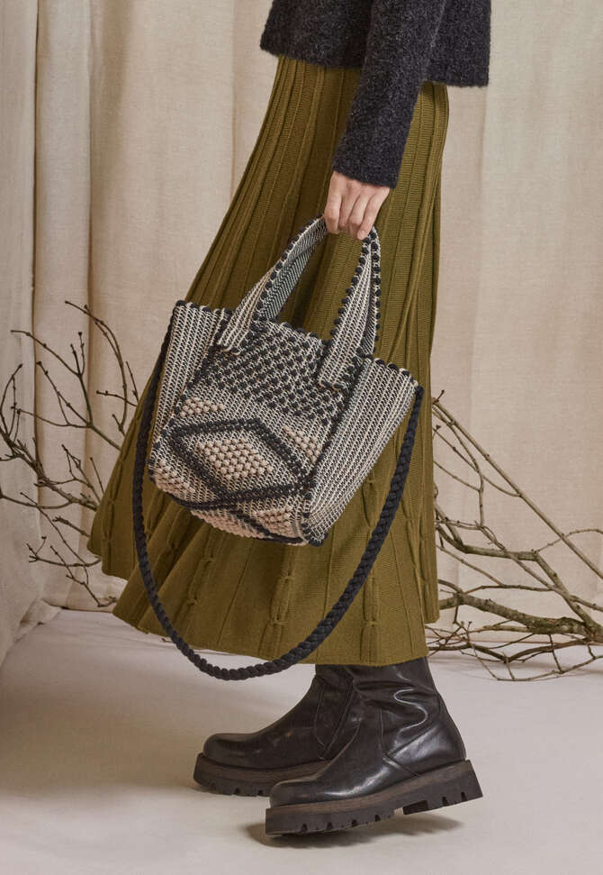 Knotted bag, Black and white, completeTheLook