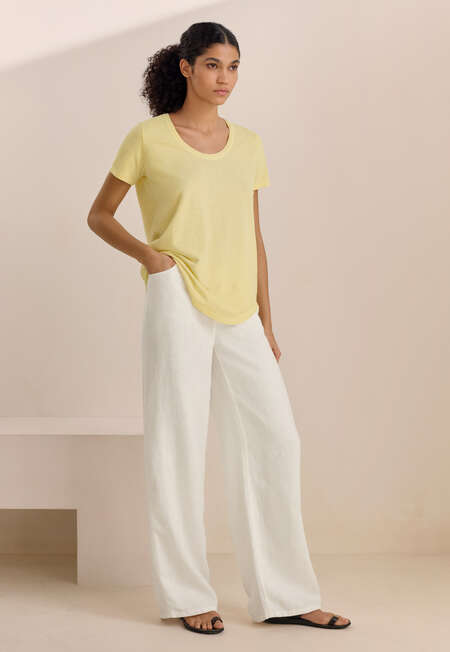 Scoop-neck T-shirt, Pale lemon, completeTheLook