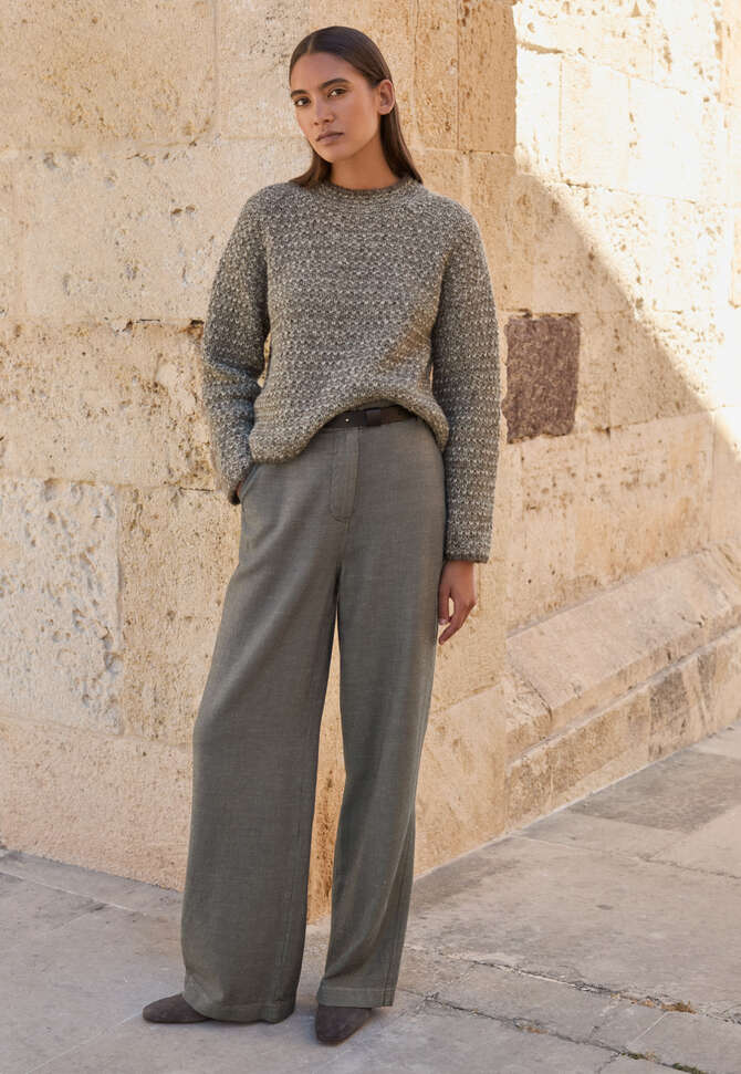 Stitch-detail sweater, Grey brown, completeTheLook