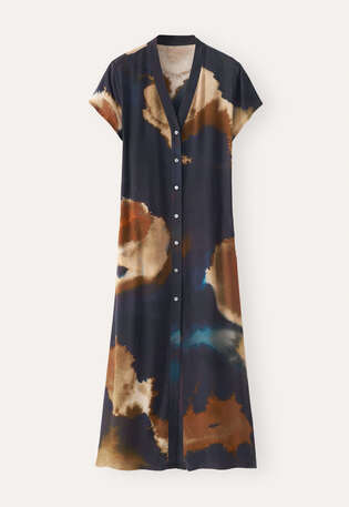 Printed cap-sleeve dress, Midnight stone, webstill