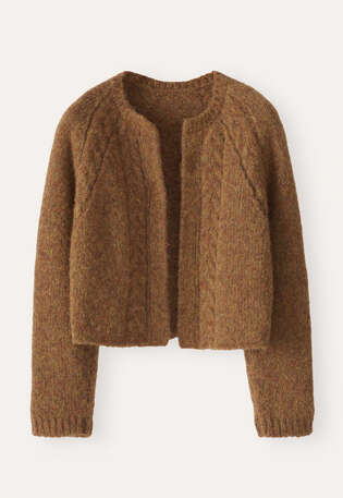 Cable-stitch cardigan, Toffee, webstill