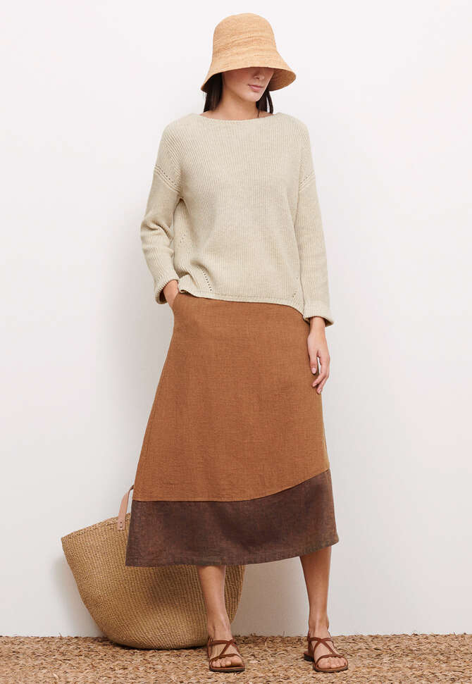 Asymmetric skirt, Copper tan, completeTheLook