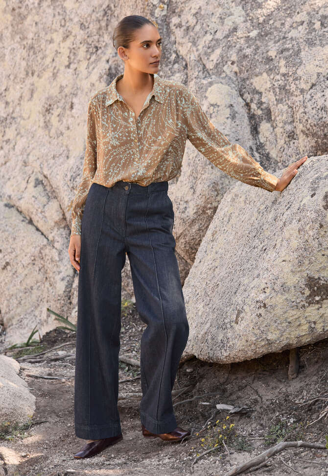 Printed shirt, Taupe mint, completeTheLook