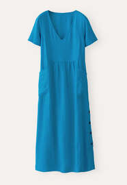 Short-sleeve v-neck dress, Peacock, webstill