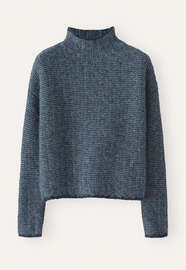 Funnel-neck sweater, Petrol navy, webstill