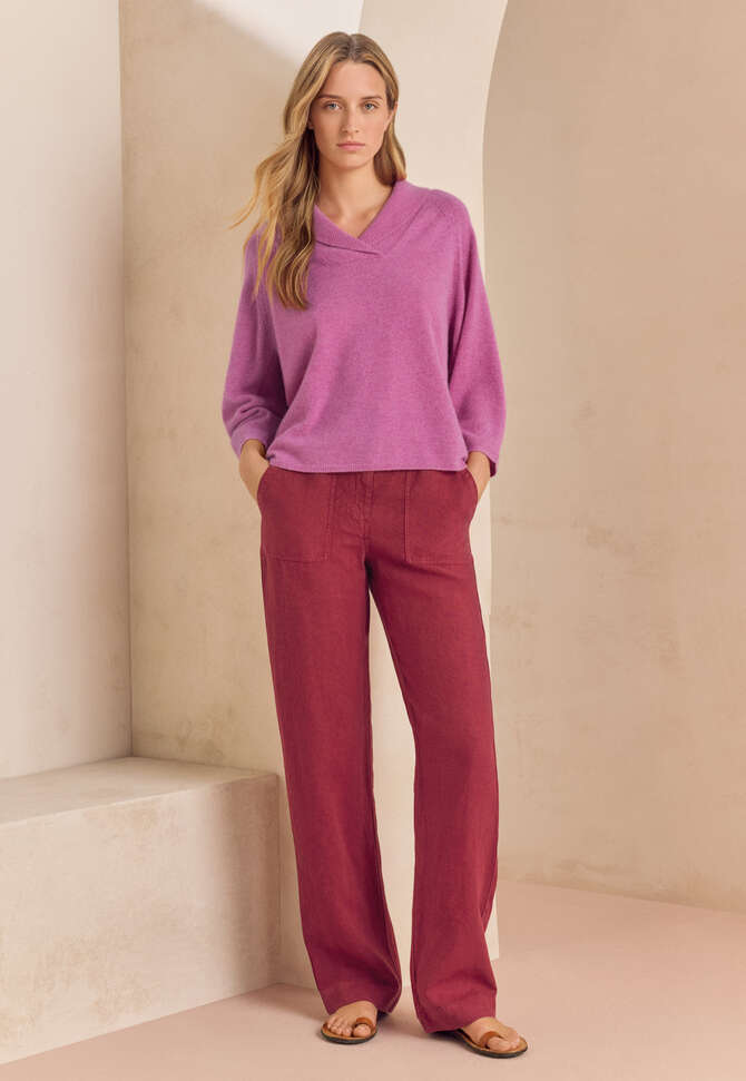 Shawl-collar sweater, Peony, completeTheLook