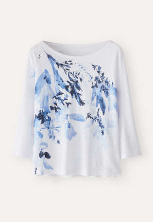 Printed top, White indigo, webstill