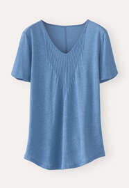 V-neck T-shirt, Denim blue, webstill