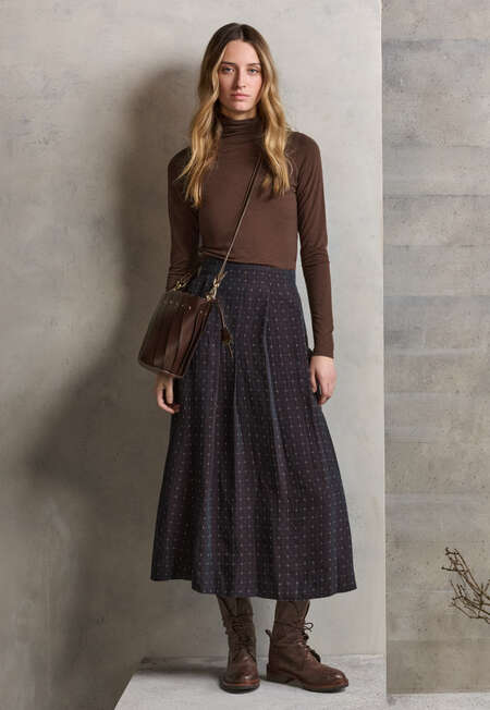 Pleated skirt, Dark prune, completeTheLook