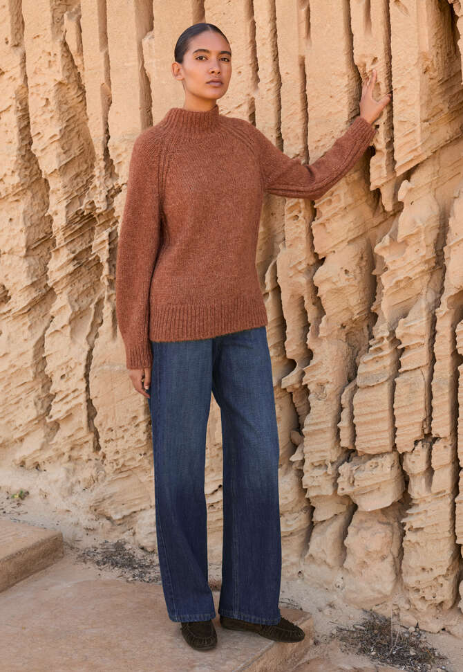 Funnel-neck sweater, Copper orange, completeTheLook