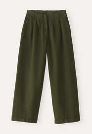 Pleat-front cropped trousers, Dark moss, webstill