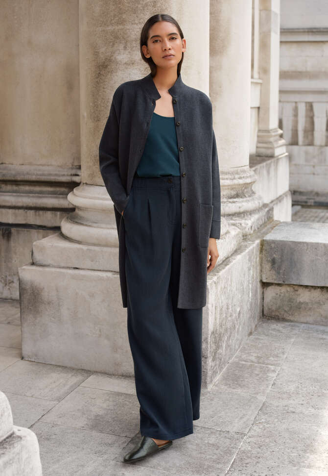 Knitted coatigan, Dark petrol, completeTheLook