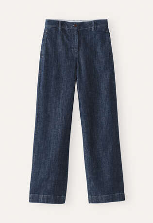 Wide tapered-leg jeans, Rinsed dark blue, webstill