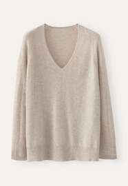 V-neck sweater, Ecru fawn, webstill