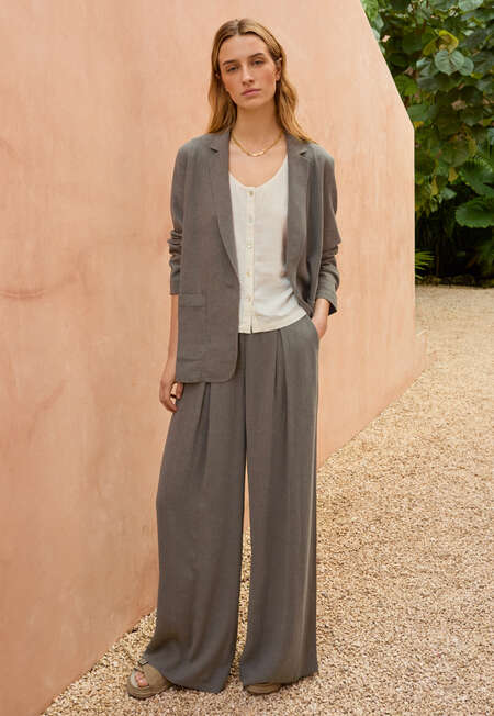 Wide-leg trousers, Khaki brown, completeTheLook