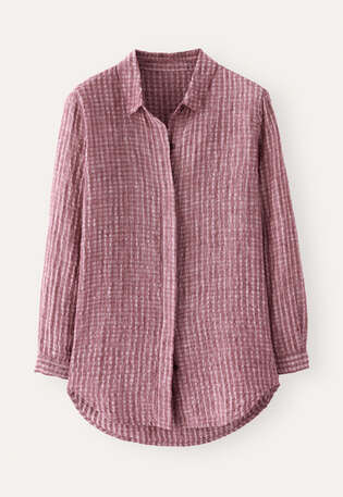 Seersucker checked shirt, Claret, webstill
