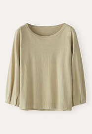Pleated-cuff jersey top, Pale sage, webstill