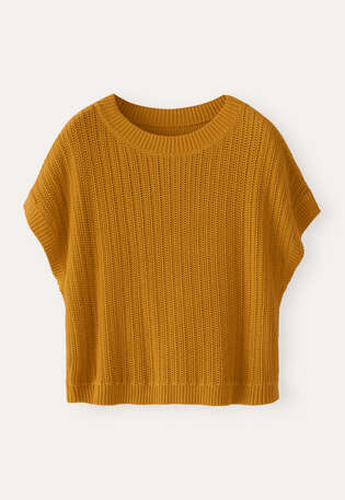 Crochet-stitch sweater, Mustard, webstill