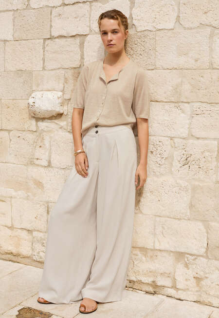 Wide-leg trousers, Pale natural, completeTheLook