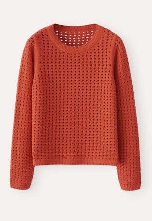 Crochet sweater, Vermillion, webstill