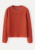 Crochet sweater, Vermillion, webstill