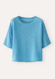 Short-sleeve sweater, Ocean aqua, webstill