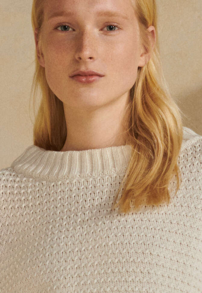 Dolman-sleeve sweater, Cream, completeTheLook