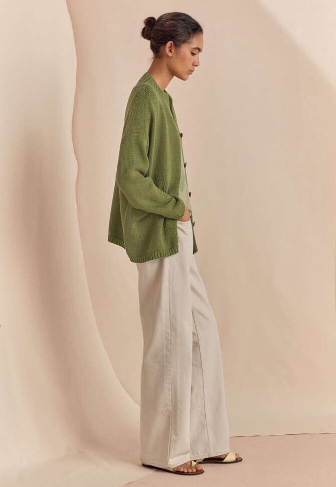 Chunky cardigan, Olive green, completeTheLook